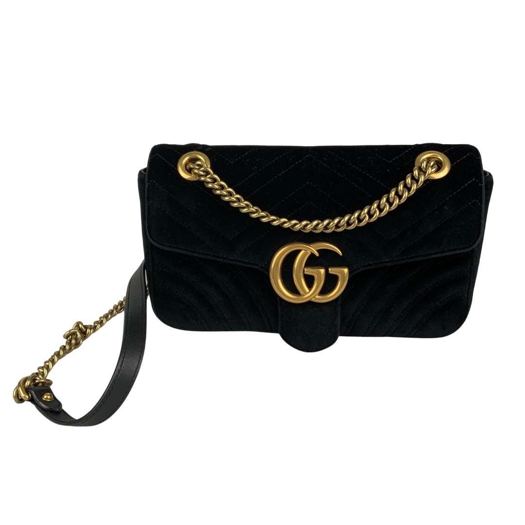 bahía agujas del reloj amortiguar Gucci Marmont Black Velvet Shoulder Bag – The House of Authentic