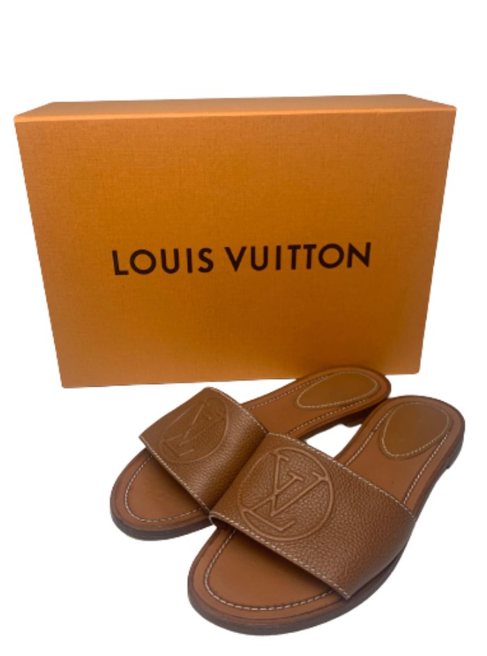 Lock it leather mules Louis Vuitton Brown size 37.5 EU in Leather - 32031156