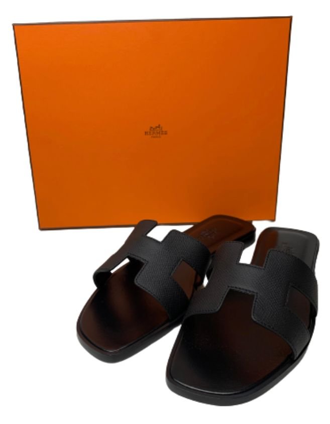 Shop HERMES Oran Oran sandal Epsom calfskin Étoupe by CHARIOTLONDON